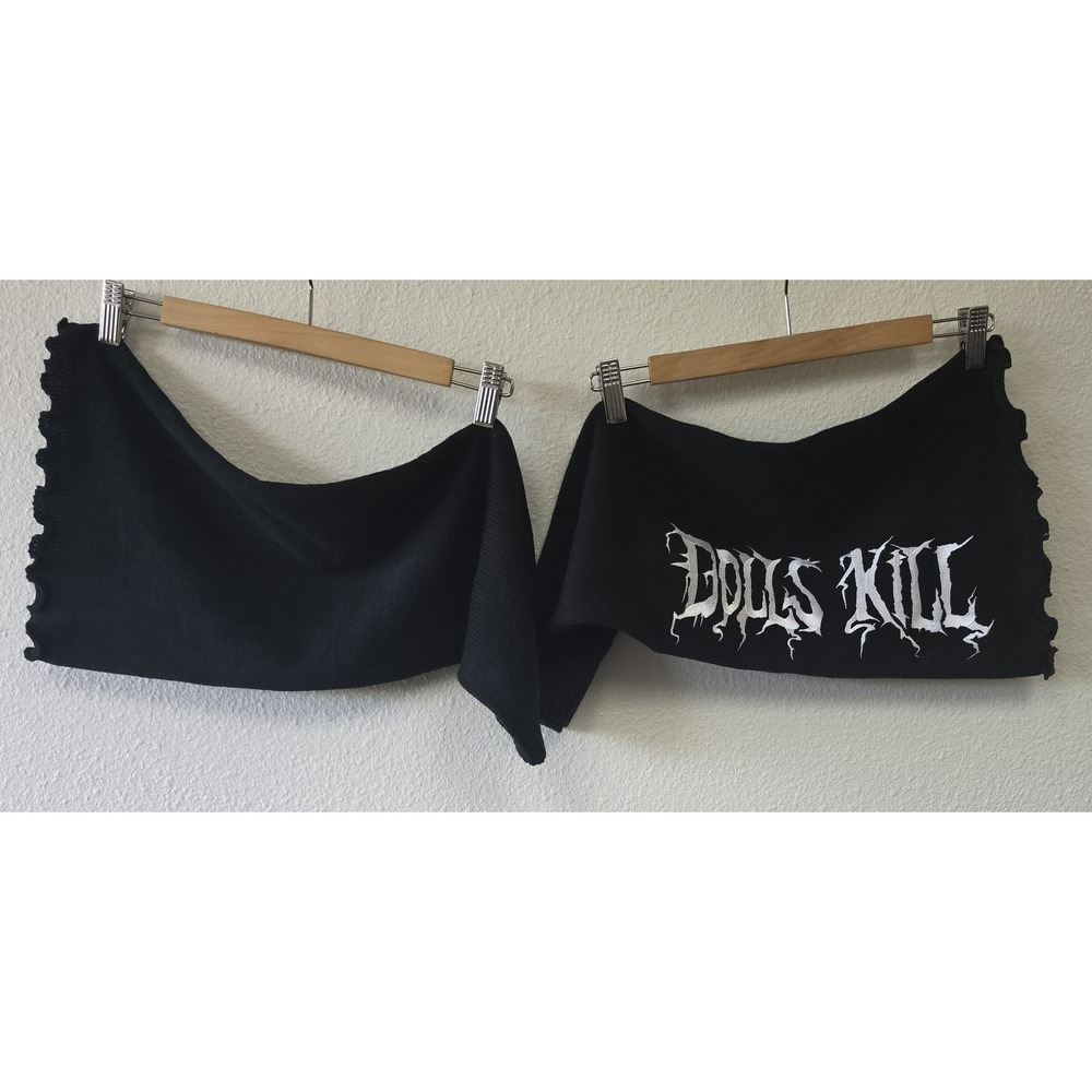 Dolls Kill Leg Warmers Black White Logo Streetwear Boot Cover Wrap